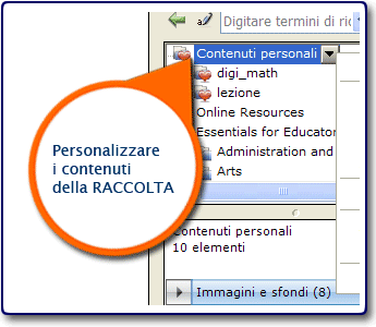 Personalizzare i contenuti della raccolta