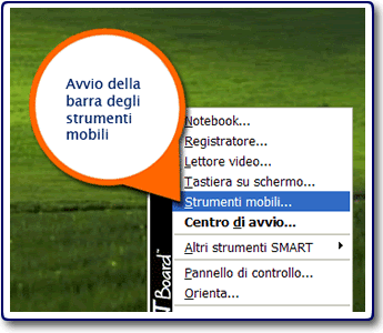 Avvio della barra degli strumeni mobili