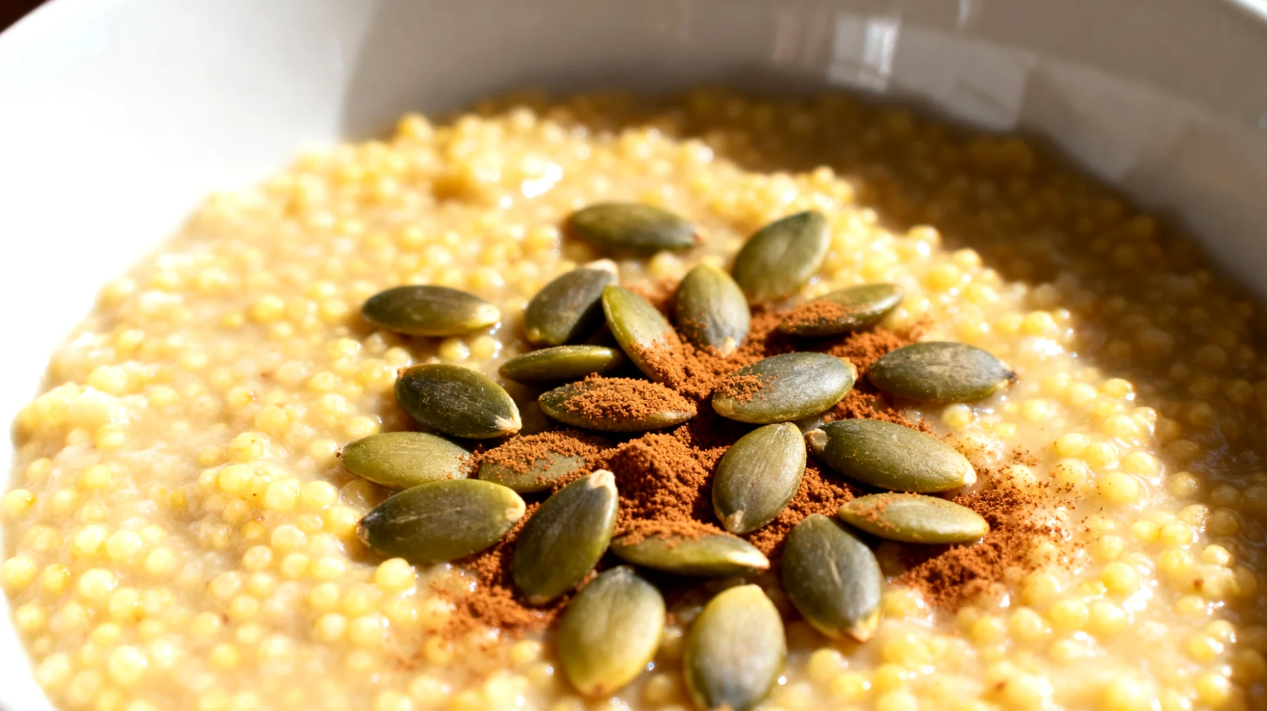 Porridge di miglio con semi di zucca e cannella"