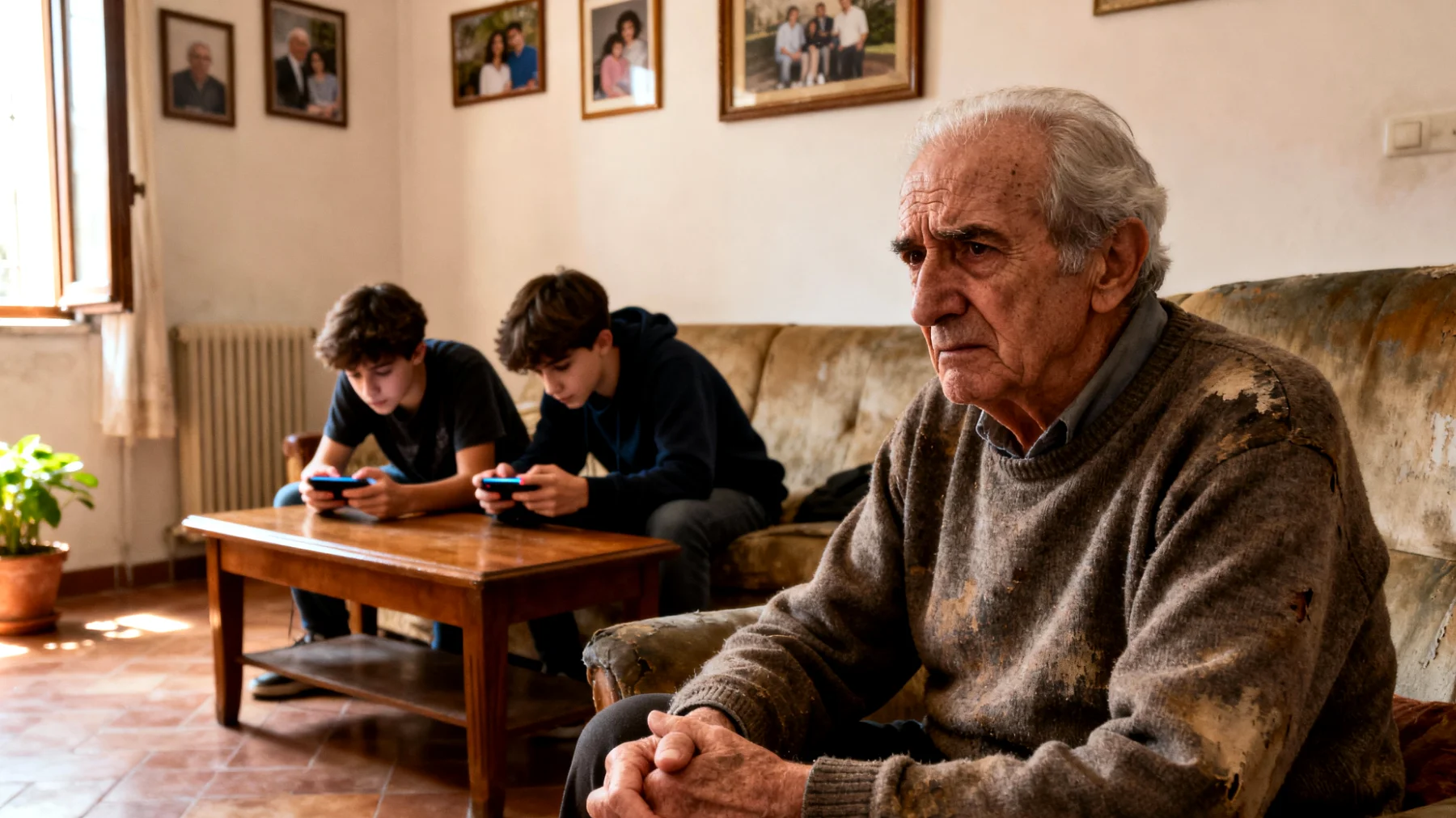 Il nonno fatica a gestire il tempo che i nipoti adolescenti passano costantemente attaccati allo smartphone e ai videogiochi, sentendosi ignorato e preoccupato per il loro sviluppo sociale ed emotivo"