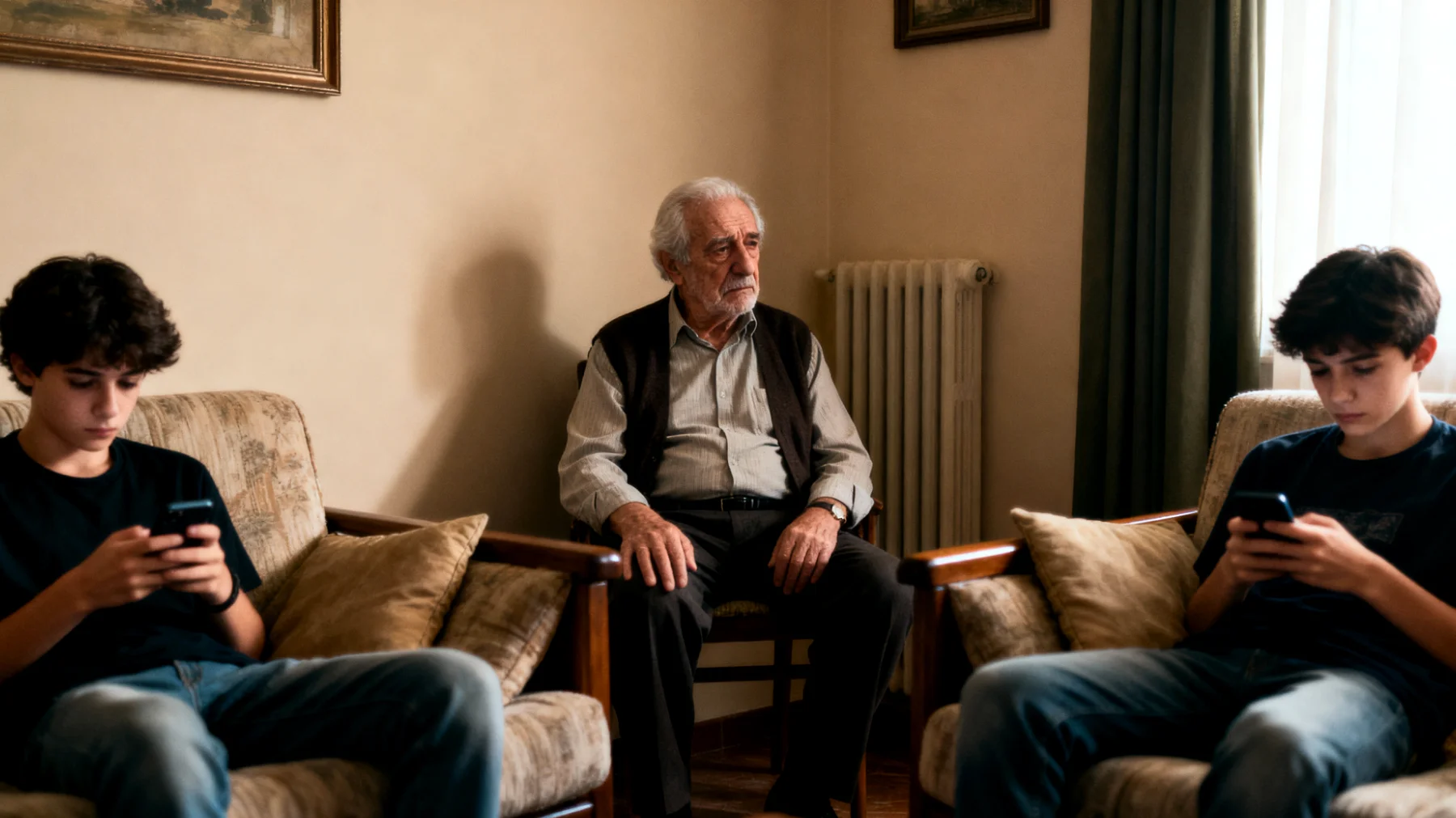 Il nonno fatica a instaurare un dialogo emotivo autentico con i nipoti adolescenti, che appaiono distanti e poco disponibili a condividere i propri sentimenti e vissuti personali"